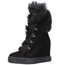 Fur Black Girls Suede 8 cm Height Increasing Winter Warming Round Toe Lace Up Front Wedge Short Fashion Ankle Boots Woman 2024 - buy cheap