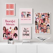 Pôster e impressão da moda feminina, poderoso feminino, com citações, arte para parede, rosa, imagens para decoração de casa, sala de estar 2024 - compre barato