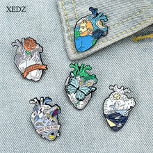XEDZ-broche de esmalte de corazón con patrón de mariposa, flor rosa de Van Gogh, joya de moda con personalidad, órgano, corazón, espada, ballena oceánica, insignia de joyería 2024 - compra barato