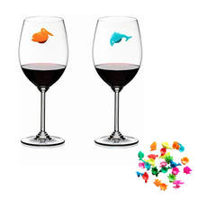 Marcador para vaso de vino de silicona con forma de animales marinos, marcador para vaso de vino, etiqueta de identificación para taza de beber, 12 Uds. 2024 - compra barato