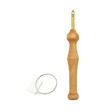 Durável tricô bordado caneta perfurador agulha threader conjunto diy madeira lidar com costura 2024 - compre barato