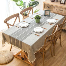 Toalha de mesa decorativa em linho, xadrez nórdico, à prova d'água, de algodão, retangular e festa para casa 2024 - compre barato