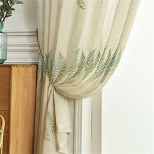 Cortinas transparentes de tul de hojas de lino blanco nórdico para dormitorio, sala de estar, cortina transparente para ventana 2024 - compra barato