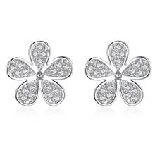 Tiny Trendy Cubic Zirconia Crystal Five Leaf Flower Pave Cz Stone Stud Earrings For Women Girl Small Jewelry2020 2024 - buy cheap