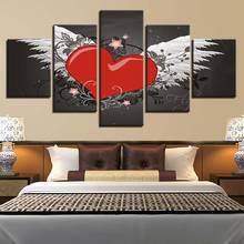 Fresh Wall Art Modular Canvas Painting HD Print 5 Piece Love Heart Wings Scenery Pictures Home Decor Bedroom Modern Frame Poster 2024 - buy cheap