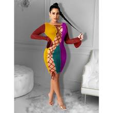 DPSDE 2020 women fashion new street girl style short dresses long sleeve round collar stitching color mini short dresses 2024 - buy cheap