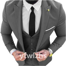 Vestido de casamento padrinho um botão bonito (jaqueta + calças + gravata + colete) b20 2024 - compre barato