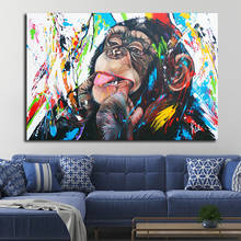 Graffiti Cute Monkey Canvas Paintings Colorful Printed Poster Prints Animal Oil Painting Wall Picture For Living Room Home Decor 2024 - buy cheap