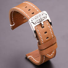 Pulseira de couro de vaca feminina e masculina, pulseira de couro genuíno de 20mm 22mm, 7 cores, acessórios de pulseira vintage 2024 - compre barato