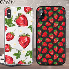 Cute Strawberry Cell Phone Case for IPhone 6s 7 8 11 Plus Pro X XS MAX XR Cases Soft Silicone Fitted TPU black Cover Accessories 2024 - buy cheap