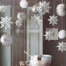 Adornos colgantes de copo de nieve tridimensional, decoración blanca para árbol de Navidad, novedad, 6 unids/set por juego 2024 - compra barato