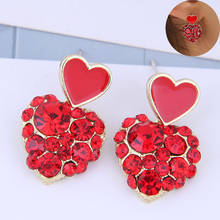 New Fashion Korean Metal Red Heart Shape Elegant Festival Love Earrings Female Cute Boucle D'oreille Party Jewelry Gift 2024 - buy cheap