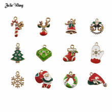 12pcs Gold Tone Christmas Stocking Tree Charms Elk Bell Santa Claus Enamel Pendant For Bracelet DIY Xmas Decor Accessory 2024 - buy cheap