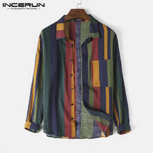 INCERUN Fashion Striped Shirts Spring Summer Long Sleeve Lapel Camisa Casual Loose Breathable Blusa Leisure Pockets Shirts S-5XL 2024 - buy cheap