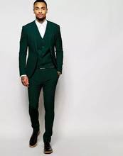 Traje clásico verde para hombre, esmoquin ajustado De 3 piezas, traje De negocios para hombre, ropa De novio para boda, traje De Fiesta para novio, conjunto De baile De graduación 2024 - compra barato