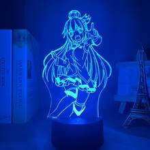 Konosuba lâmpada led, luz noturna para decoração de quarto, presente de aniversário, konosuba aqua luz 3d, anime 2024 - compre barato