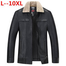 Plus 10XL 8XL 6XL chaquetas de cuero genuino de invierno para hombre ropa de marca de moda chaqueta de piel de Oveja Negra y abrigos con cuello de lana 2024 - compra barato