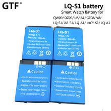 Bateria de relógio inteligente, bateria recarregável de lítio 3.7v 380mah substituição para qw09 dz09 w8 a1 v8 x6 2024 - compre barato