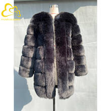 FANPUGUIZHEN  Winter Mid Long Fashion Faux Fox Fur Coats  Warm Thick Luxury Female Gray Women's Fake Fur Jacket 2024 - buy cheap