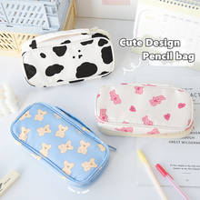 Cute Design Pencil Bag Pen Case Cartoon Bear Milk Rabbit Mesh Layer Handbag Storage Pouch Stationery Office School A6838 2024 - buy cheap