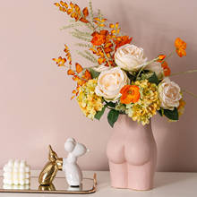 Jarrón de cerámica con forma de Color sólido para mujer, arte, ornamento artesanal, contenedor de arreglo de flores convencional, nuevo 2024 - compra barato