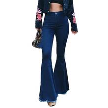 Solid Color Denim Jeans Women High Waist Jeans Denim Flare Pants Trousers for Women Bell-bottoms Long Wide Leg Flare Jeans Pants 2024 - buy cheap