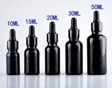 15pcs 5ml/10ml/15ml/20ml/30ml/50ml/100ml Black glass Essential oil bottle serum bottles cosmetic packaging bottle with dropper 2024 - buy cheap