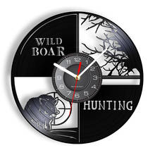 Wide Boar Hunting Wall Clock Made Of Real Vinyl Record Hunter Jungle Animals Vinyl Record Nightlight Watch Vintage Retro Artwork 2024 - buy cheap