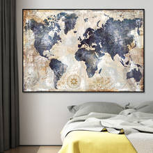Abstract World Map Paintings on Canvas Wall Art Posters and Prints Scandinavian Cuadros Watercolor Maps for Living Room Decor 2024 - buy cheap