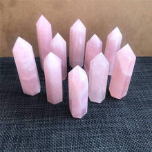 Cristais de cura reiki, decoração natural de cura em quartzo rosa com ponto de varinha 2024 - compre barato