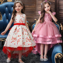High Quality Elegant Girls Evening tails Dress Embroidery Knee-Length Flower Girl First Official Party Communion Eucharist Dress 2024 - buy cheap