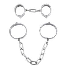 3cm High Stainless Steel Handcuffs Ankle Cuffs Lockable Shackles Fetish Slave Bondage BDSM Restraints Sex Toys for Women Men 2024 - buy cheap