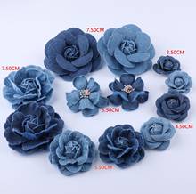 5 pcs Denim flower artificial flower 7.5 / 5.5 / 4.5 / 3.5CM small camellia Wedding Decoration DIY Scrapbooking Headdress Craft 2024 - buy cheap