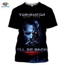 Футболка SONSPEE Movie Terminator T800 с 3d принтом темной участи, Мужская футболка для спортзала, футболка с джокером черепом, летняя футболка в стиле Харадзюку 2024 - купить недорого