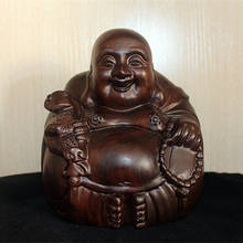 Ornamentos de madeira de ébano com sorrisos, mais frequência aberta na barriga grande buda maitreya, artesanato, ornamentos de feng shui casa da sorte 2024 - compre barato