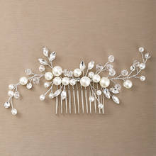 Trendy Wedding Flower Hair Accessories Silver Color Pearl Hair Comb Tiara Rhinestone Bride Headdress Bridal Hair ornaments 2024 - buy cheap