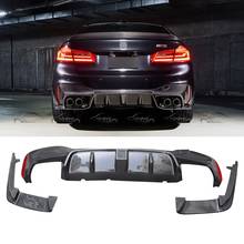 OLOTDI Carbon Fiber Rear Valance Bumper Spoiler Diffuser With LED Light for F90 M5 G30 M-TECH Car Styling 2024 - buy cheap