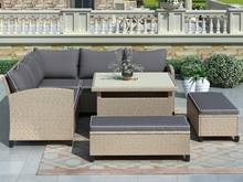6 IN 1 Patio Furniture Set 2 x Seat 2 x Bench 1 x Corner Sofa 1 x Table Combination Outdoor Furniture Garden Kit USA Free Shippi 2023 - buy cheap