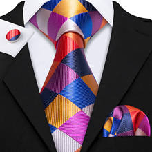 Blue Red Glod Plaid Tie For Men Silk Fashion Necktie Set Hanky Cufflinks Cravat Set For Wedding Business Party Gift Barry . Wang 2024 - buy cheap