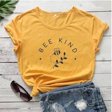 Camisetas con estampado de abeja Kind para mujer, ropa de calle Hipster, camiseta con eslogan Save The Bees, camiseta de flores estéticas, Tops de algodón para niña, envío directo 2024 - compra barato