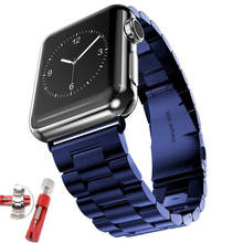 Ремешок из нержавеющей стали для apple watch band 44 мм, металлический браслет для iwatch 40 мм 42 мм 38 мм, ремешок для смарт-часов correa series 6 se 5 4 3 2024 - купить недорого