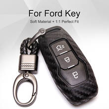 Carbon Fiber Pattern Key Fob Case For Ford Mondeo MK3 MK4 MK5 Mustang Edge Focus 2 3 4 5 Fiesta Ranger Car Key Ring Cover Holder 2024 - buy cheap