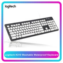 Logitech K310 моющаяся Водонепроницаемая проводная USB ПК Клавиатура для ноутбука Проводная клавиатура USB домашняя офисная Коммерческая клавиатура 2024 - купить недорого