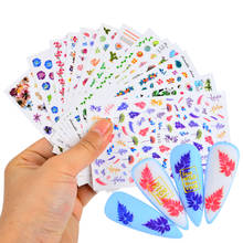 1 лист Готический Цветущий цветок листья наклейки для ногтей маникюр смайлик дизайн арт, наклейки для ногтей Водная передача украшения ногтей 2024 - купить недорого