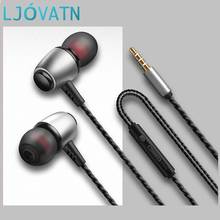 Ljovatn controle de volume com fio fone de ouvido 3.5mm com microfone música estéreo baixo fone para samsung xiaomi 2024 - compre barato