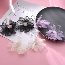 Ztech Fashion Crystal With Purple/Black/White Lace Flower Drop earrings For Women Girls Korean Long Earrings Female Jewelry 2024 - buy cheap