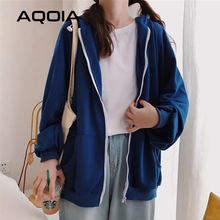 Autunm Casual Zip-Up Women Hoodies Pockets Oversize Solid Color Women Sweatshirts 2020 Winter Fashion INS Plus Size Female Coat 2024 - buy cheap