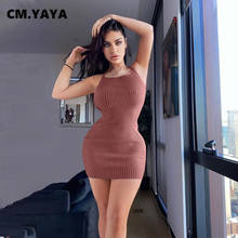 CM.YAYA Women Bodycon Midi Dress Sexy Club Party Knit Ribbed Open Back Ribbed Knit Pencil Mini Dresses 2021 New Casual 2024 - buy cheap