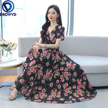 Summer Chiffon Floral Dress Female Long Section Over The Knee 2021 New Slim and Thin Temperament Ladies Party Dresses Vestidos 2024 - buy cheap