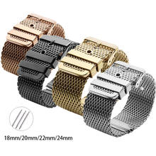 18mm 20mm 22mm 24mm pulseira de aço inoxidável pulseira de pulso universal malha milanesa pulseira de ligação acessórios ouro 2024 - compre barato